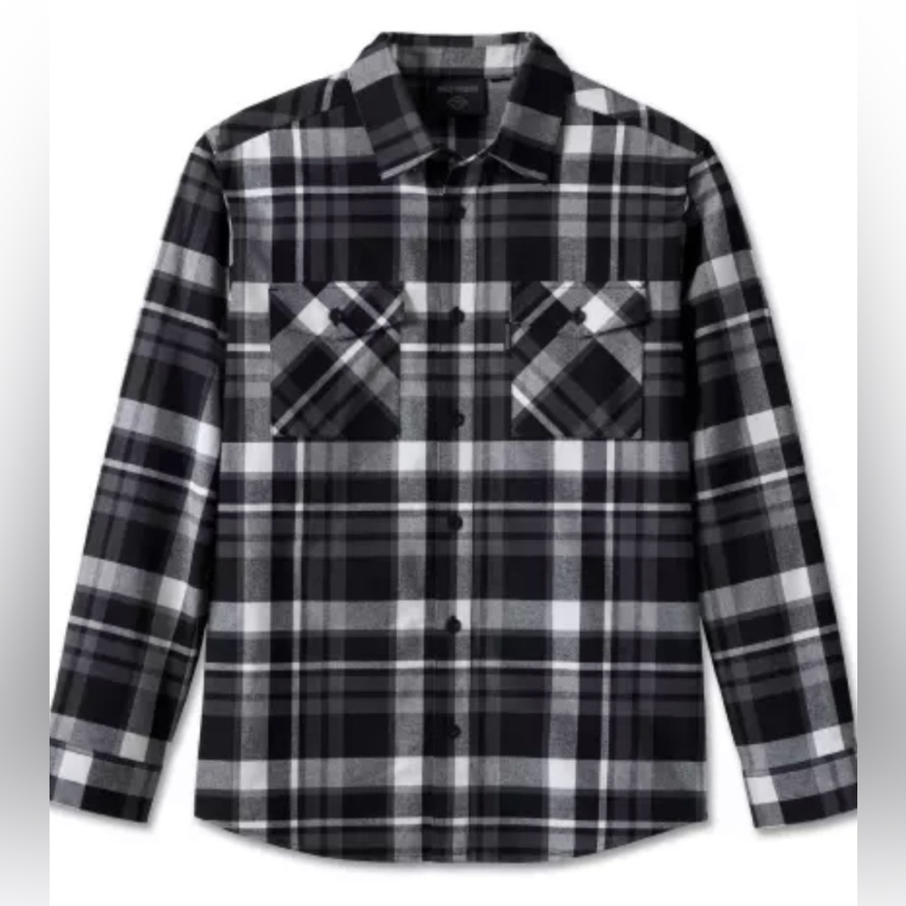 Harley Davidson NWT Sz XL Cotton Twill Black & White Essence Plaid Shirt - Gift